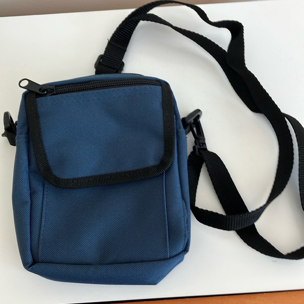 Blue and Black Crossbody Bag with Adjustable Strap